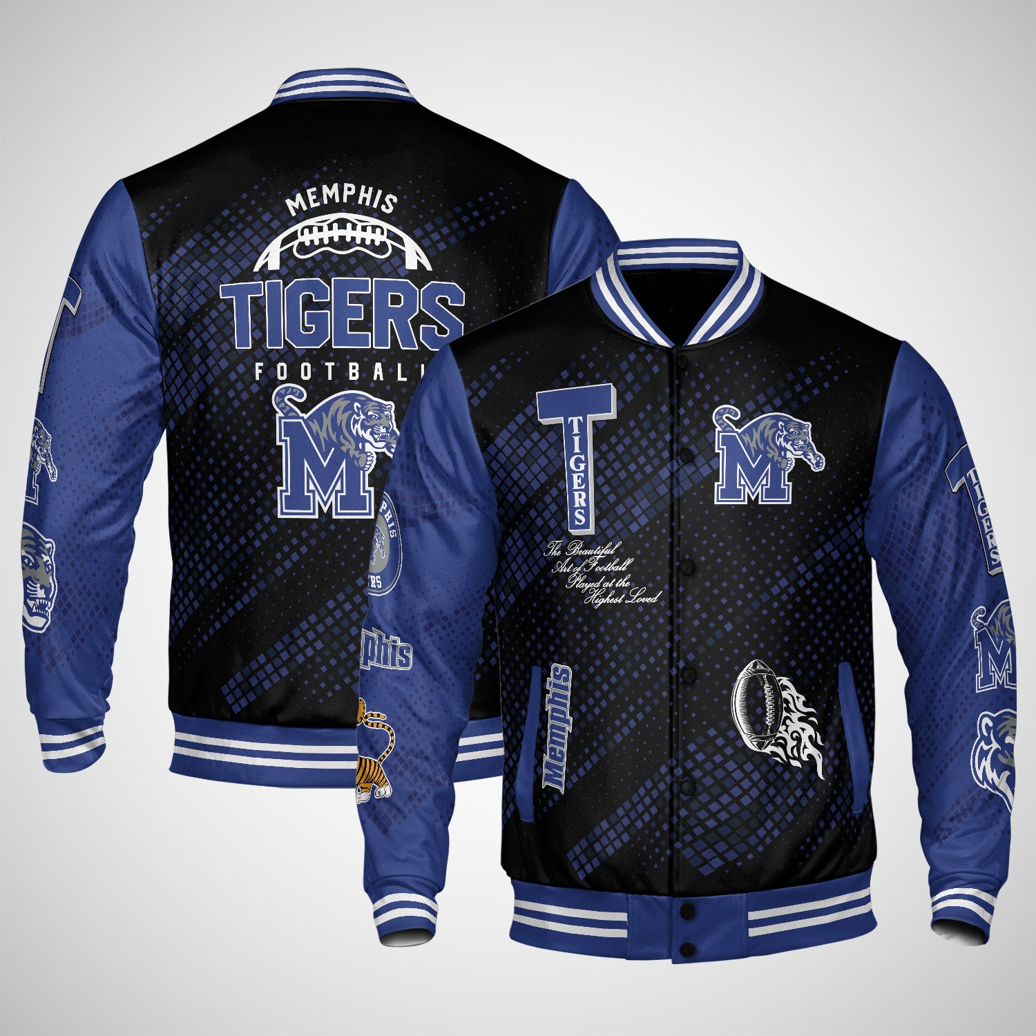 memphis tigers varsity jacket baseball jacket all over print wf 0idnx