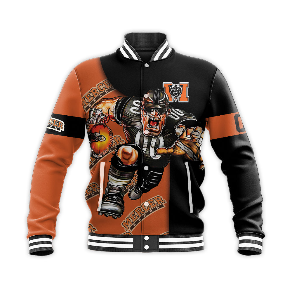 mercer bears baseball jacket button up zipper hooded all over print football go on gift for fans ncaa hvcve