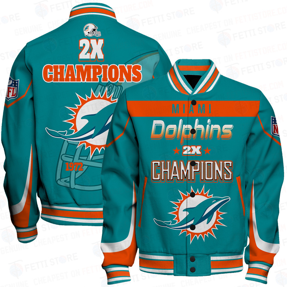 miami dolphins 2x champions super bowl nfl baseball varsity jacket baseball jacket all over print stm v7 fxtxu