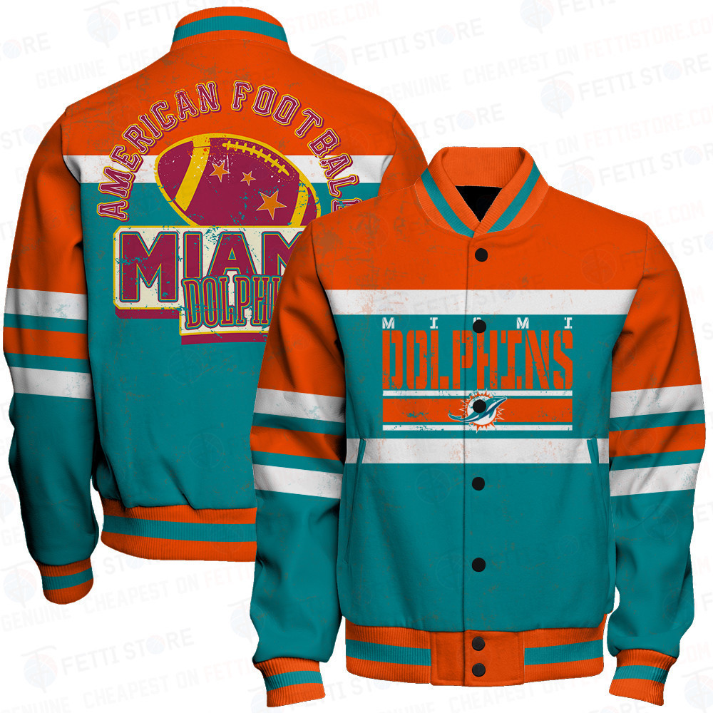 miami dolphins american football art print baseball varsity jacket baseball jacket all over print ifeux