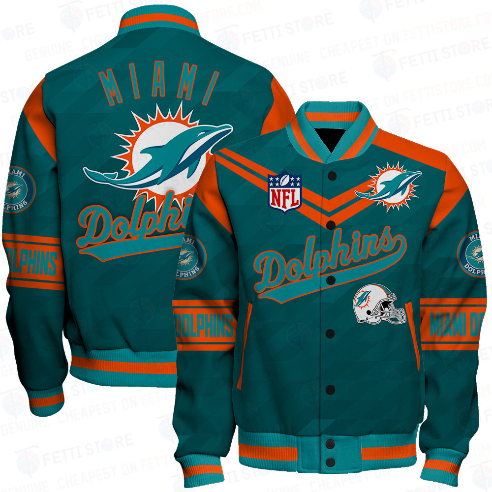 miami dolphins american football league pattern baseball varsity jacket baseball jacket all over print sh1 v2 yg0i9