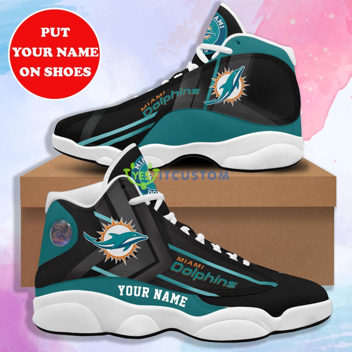 miami dolphins football team custom name air jordan 13 sneaker hot design for fans