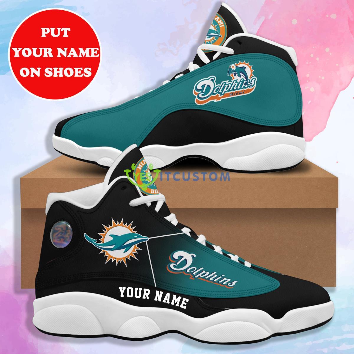 miami dolphins football team hot custom name air jordan 13 sneaker