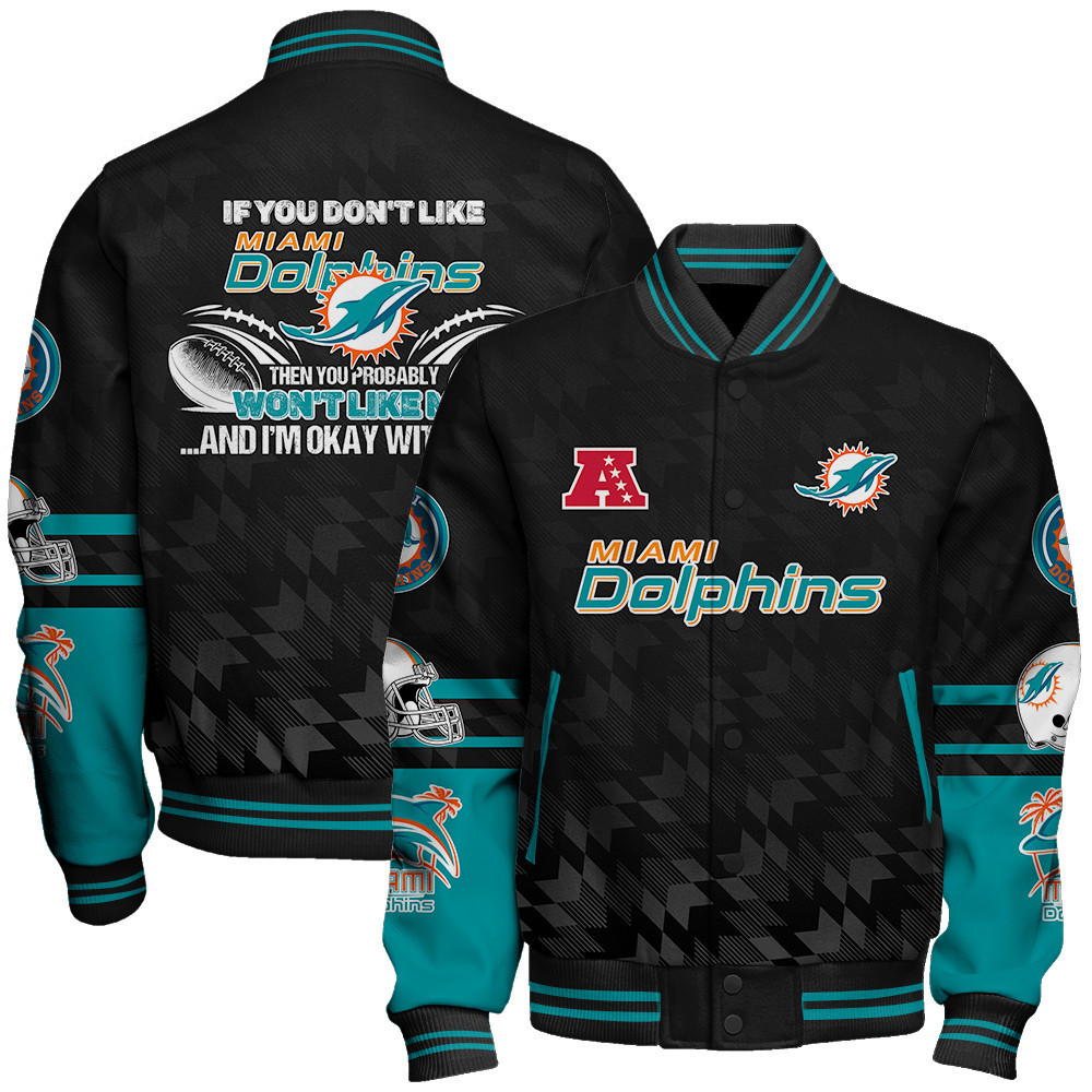 miami dolphins nfl 2024 american football conference unisex baseball varsity jacket baseball jacket all over print v12 xh74n