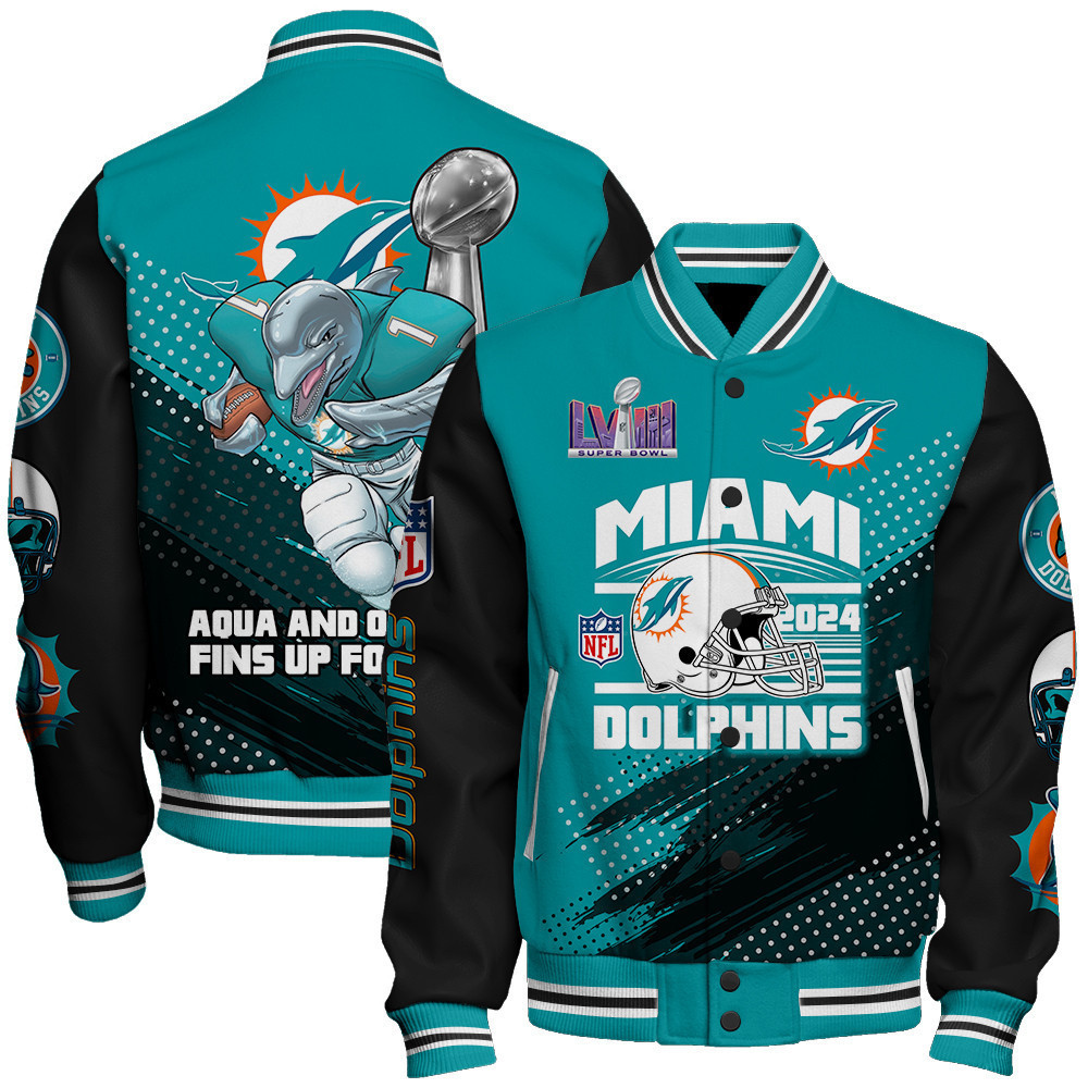 miami dolphins nfl baseball varsity jacket baseball jacket all over print stm v3 u0st7