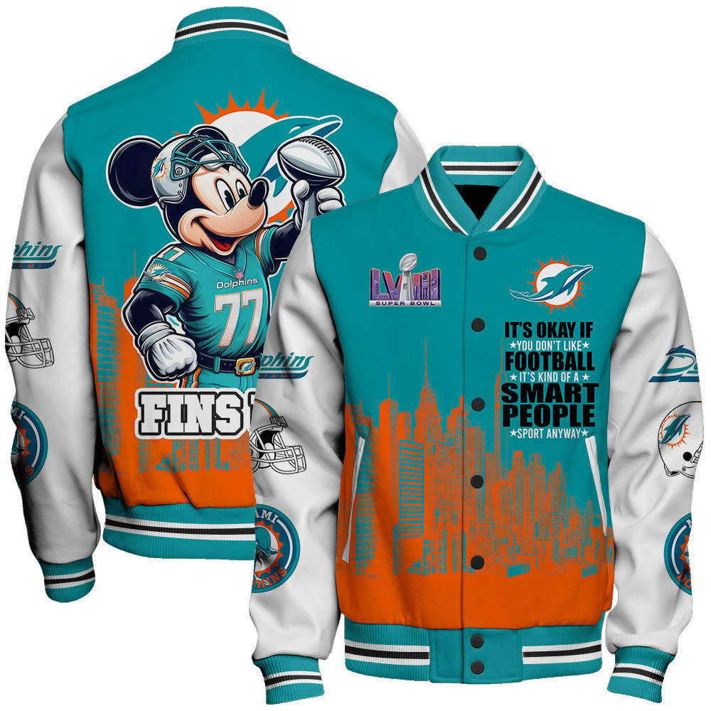 miami dolphins nfl baseball varsity jacket baseball jacket all over print stm v5 ccber