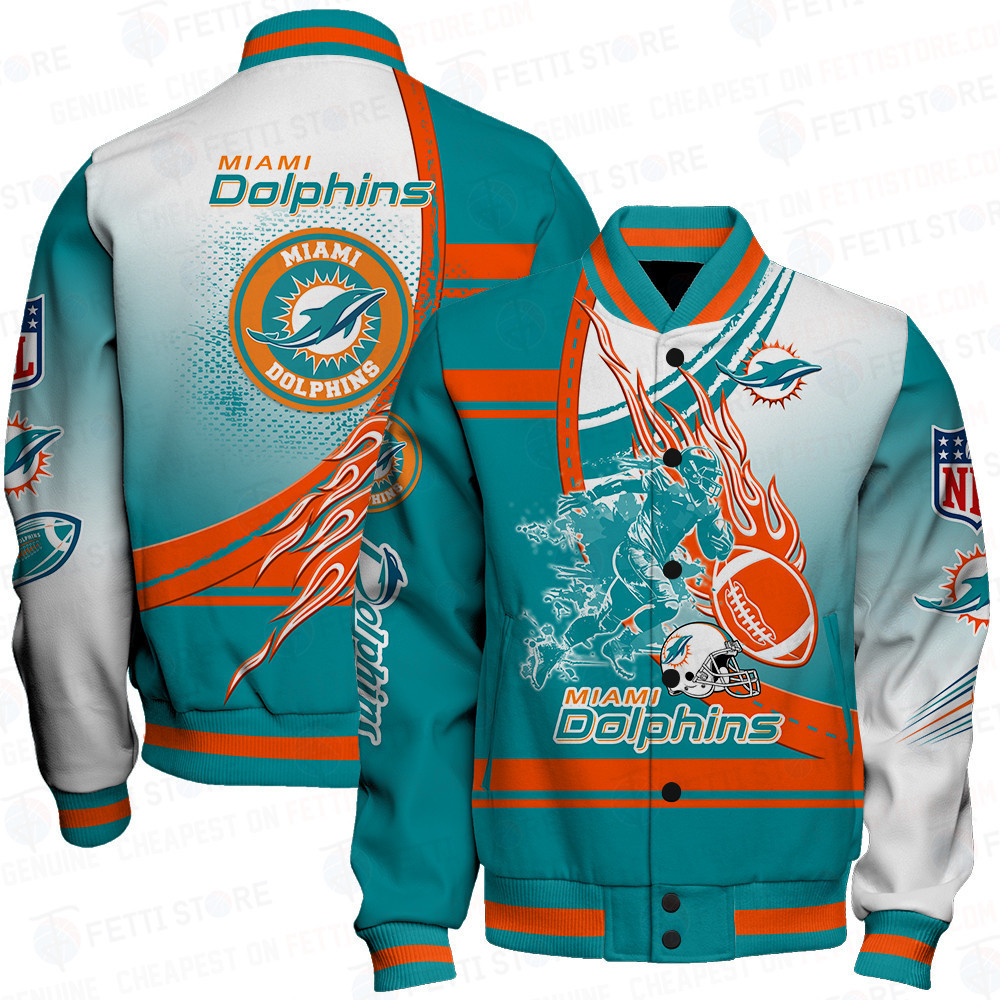 miami dolphins nfl pattern baseball varsity jacket baseball jacket all over print sh1 v3 qymnp