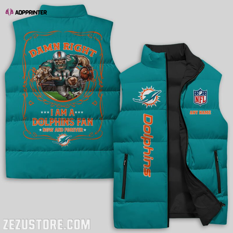 miami dolphins nfl sleeveless puffer jacket custom for fans gifts 24