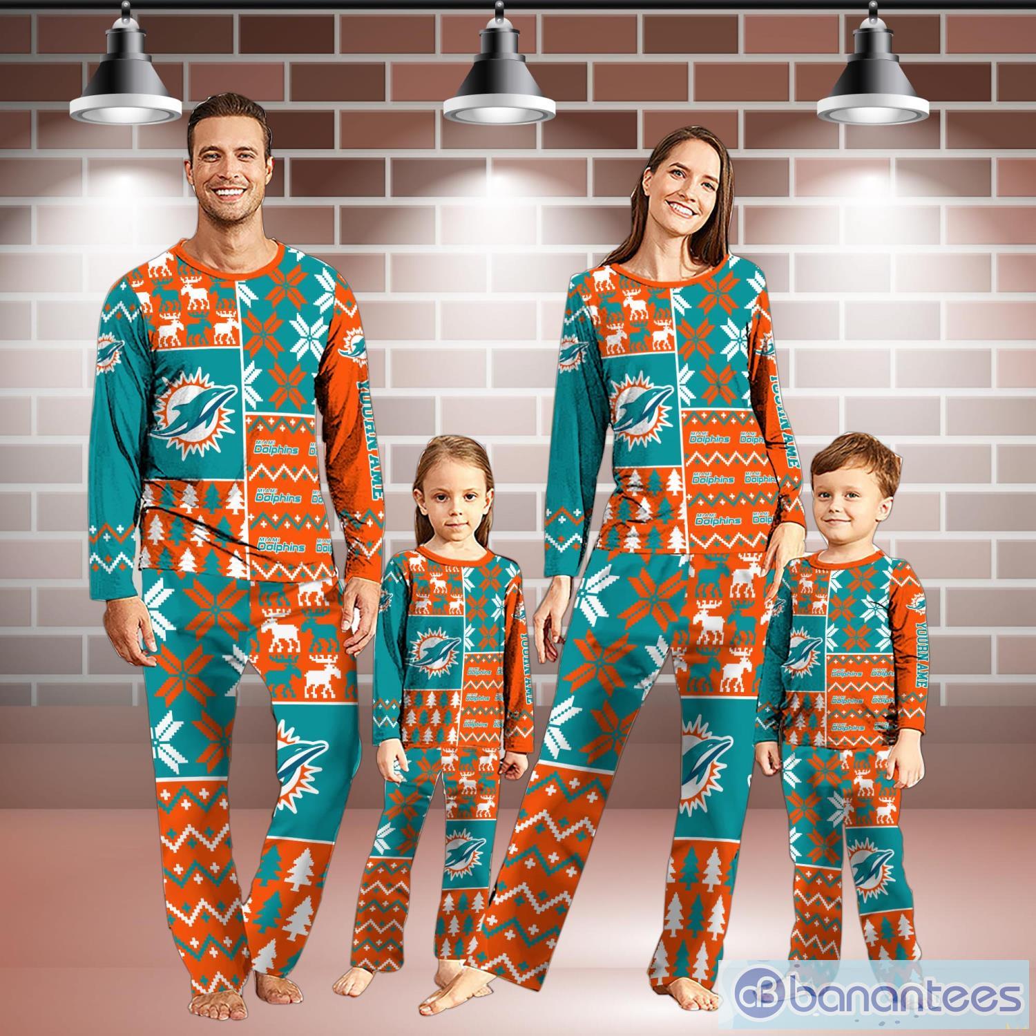 miami dolphins pajamas set christmas snowflake pattern pajamas christmas gift for family