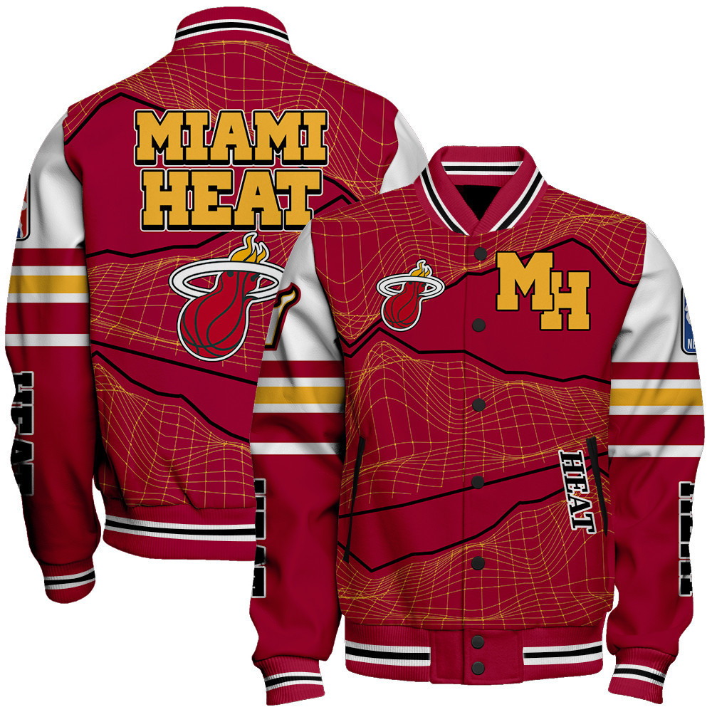 miami heat basketball unique textures baseball varsity jacket baseball jacket all over print sfat v11 evgfk