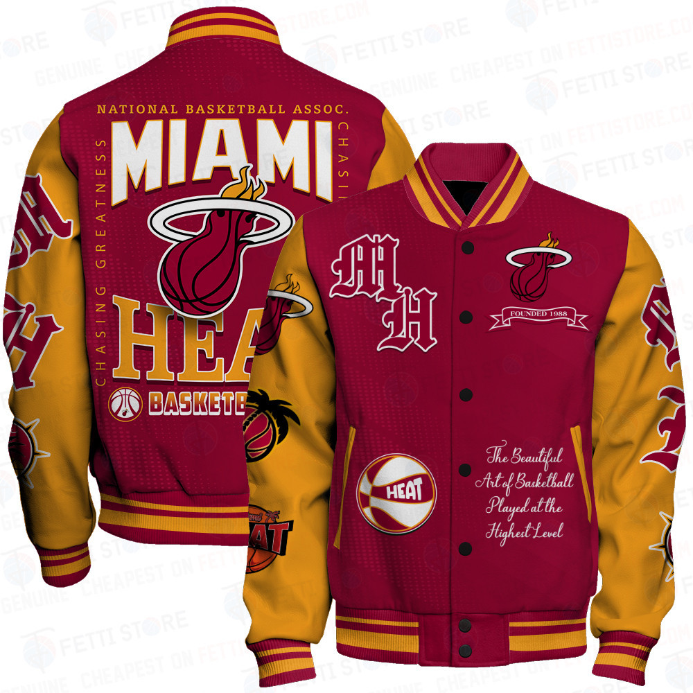 miami heat nba print baseball varsity jacket baseball jacket all over print sfat v25 yoxgo