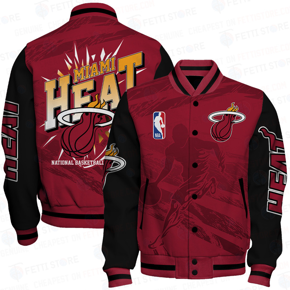 miami heat nba print baseball varsity jacket baseball jacket all over print sfat v27 evy3n