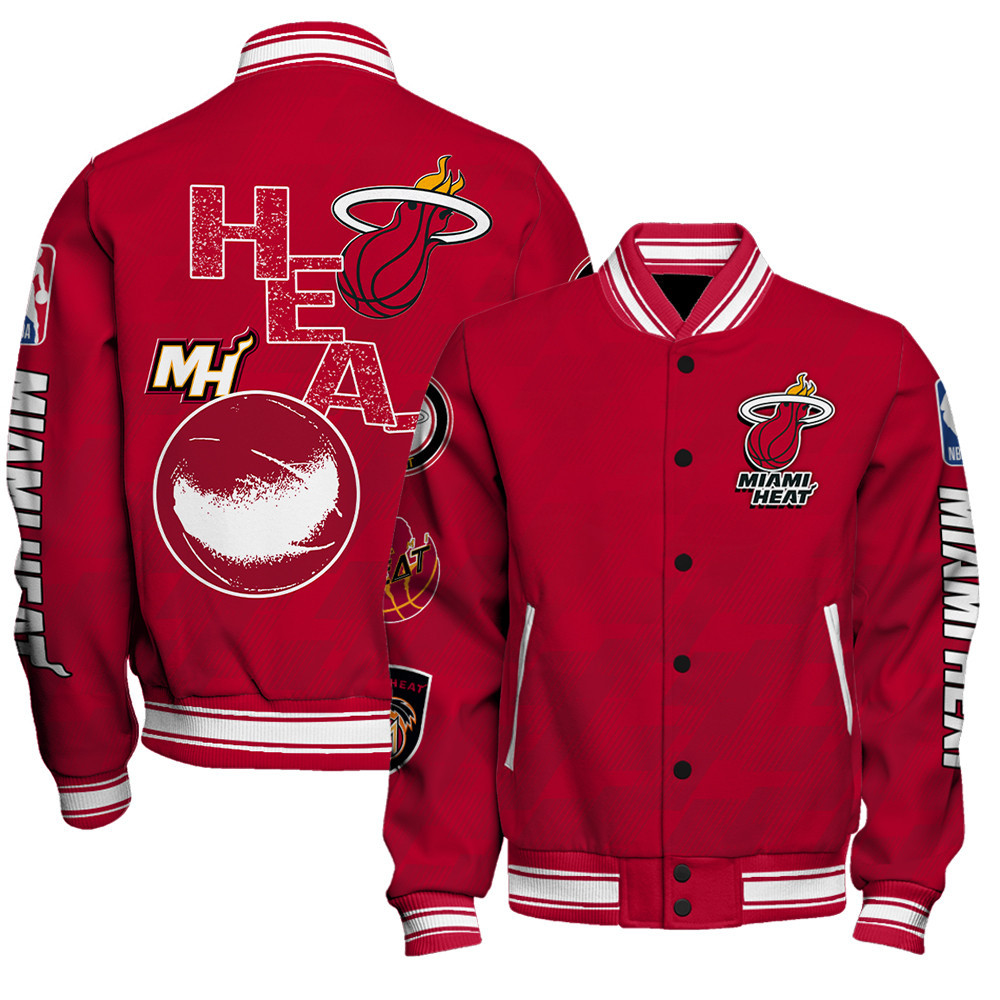 miami heat new design team color baseball varsity jacket baseball jacket all over print sfat v16 cok02