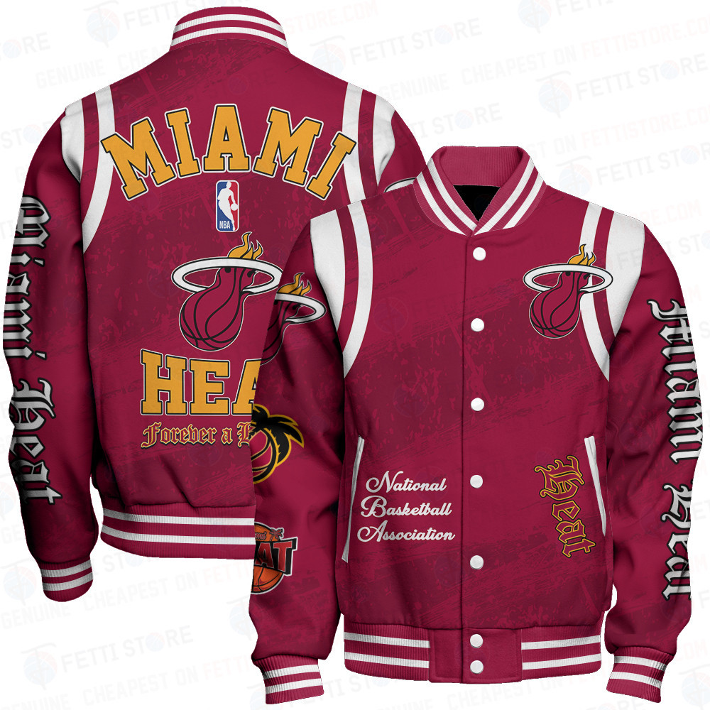 miami heat team logo basketball new design print baseball varsity jacket baseball jacket all over print sfat v26 hwc8m