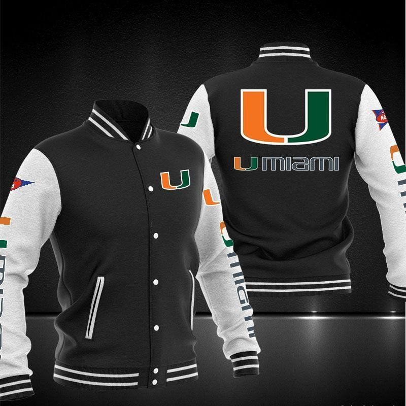 miami hurricanes logo ncaa baseball varsity jacket baseball jacket all over print yws2r