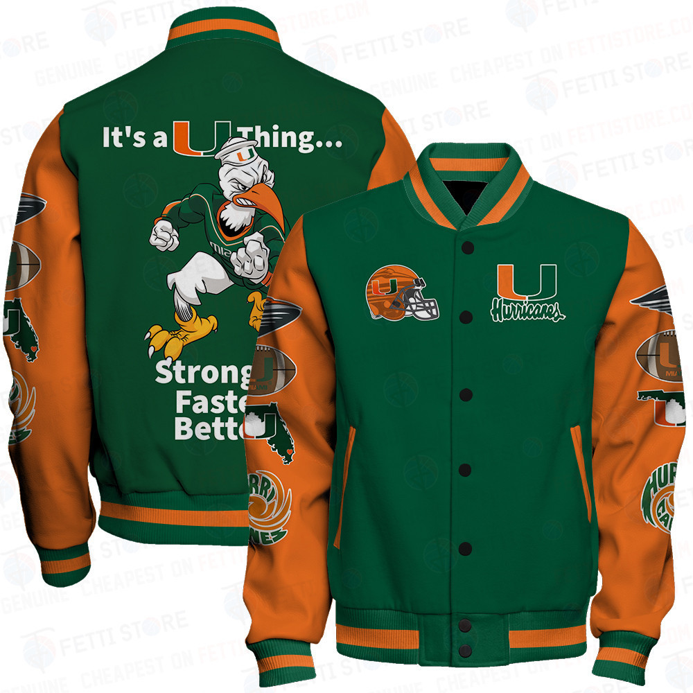 miami hurricanes ncaa football baseball varsity jacket baseball jacket all over print stm jgmxe