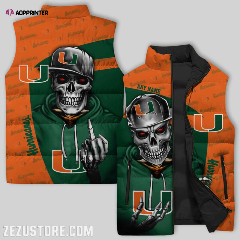 miami hurricanes ncaa sleeveless puffer jacket custom for fans gifts