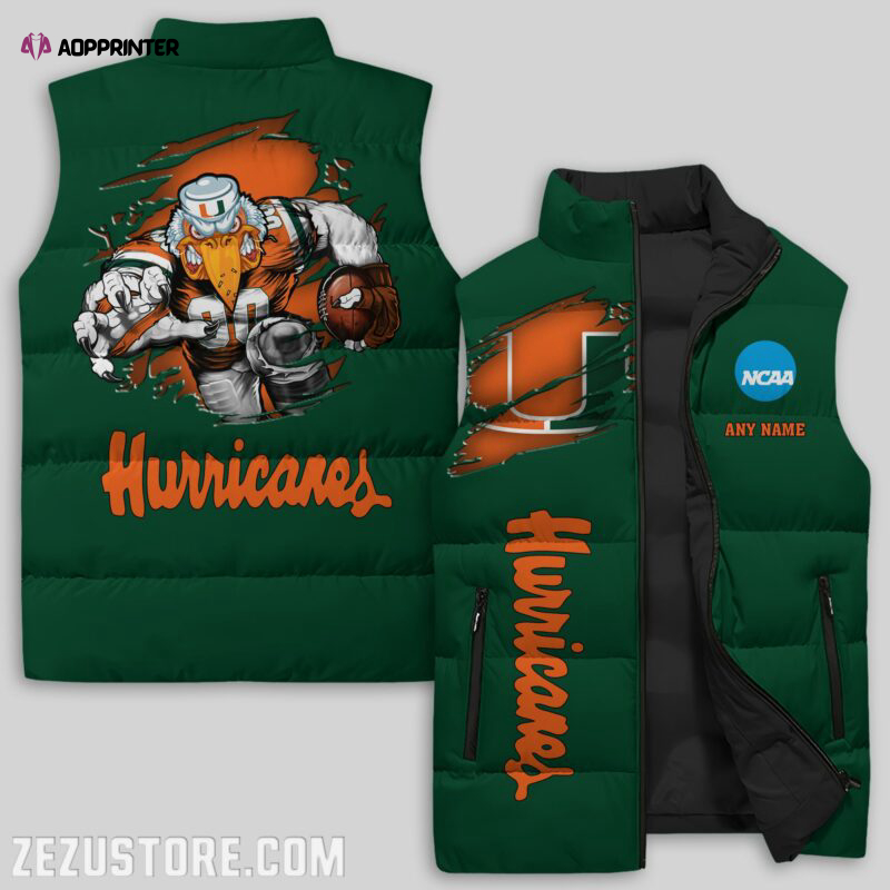 miami hurricanes sleeveless puffer jacket custom for fans gifts