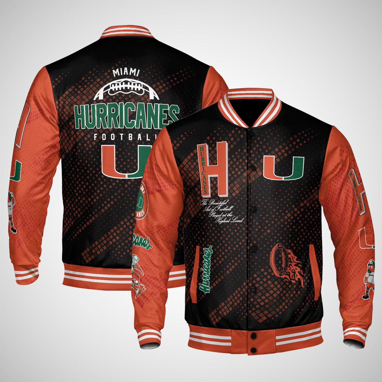 miami hurricanes varsity jacket baseball jacket all over print wf wg4un