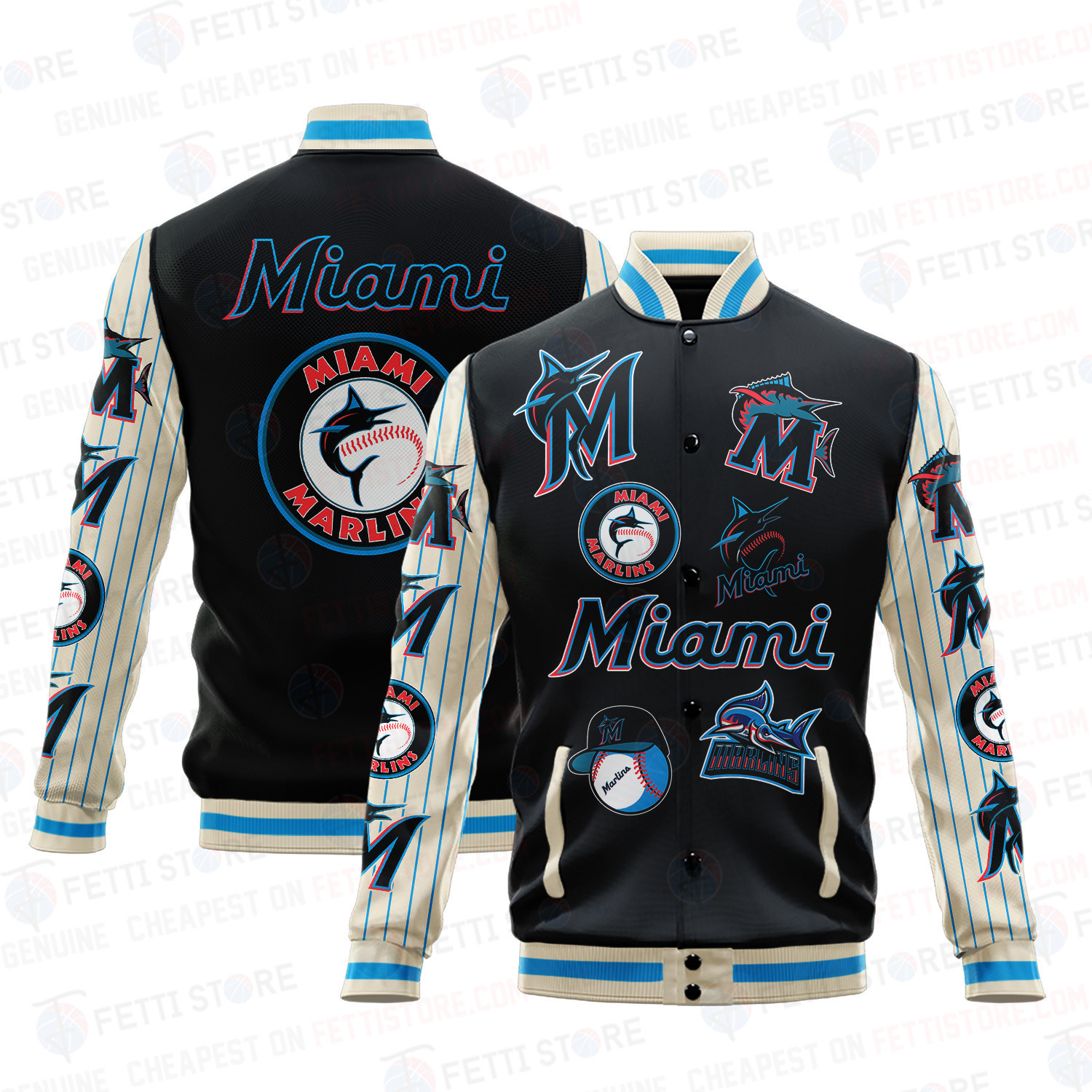 miami marlins mlb baseball varsity jacket baseball jacket all over print v6 dxqim