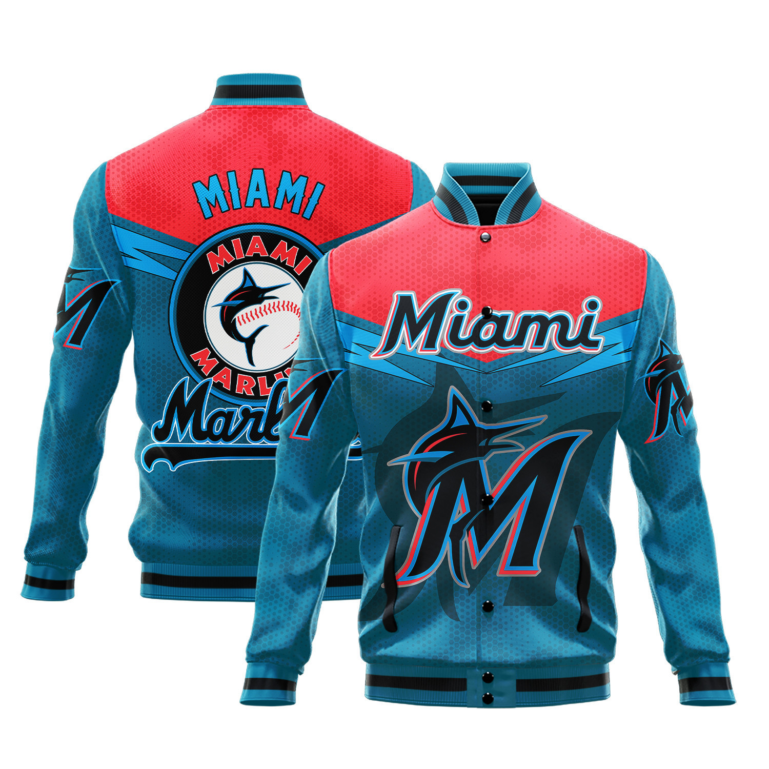 miami marlins mlb baseball varsity jacket baseball jacket all over print v7 bhlxz