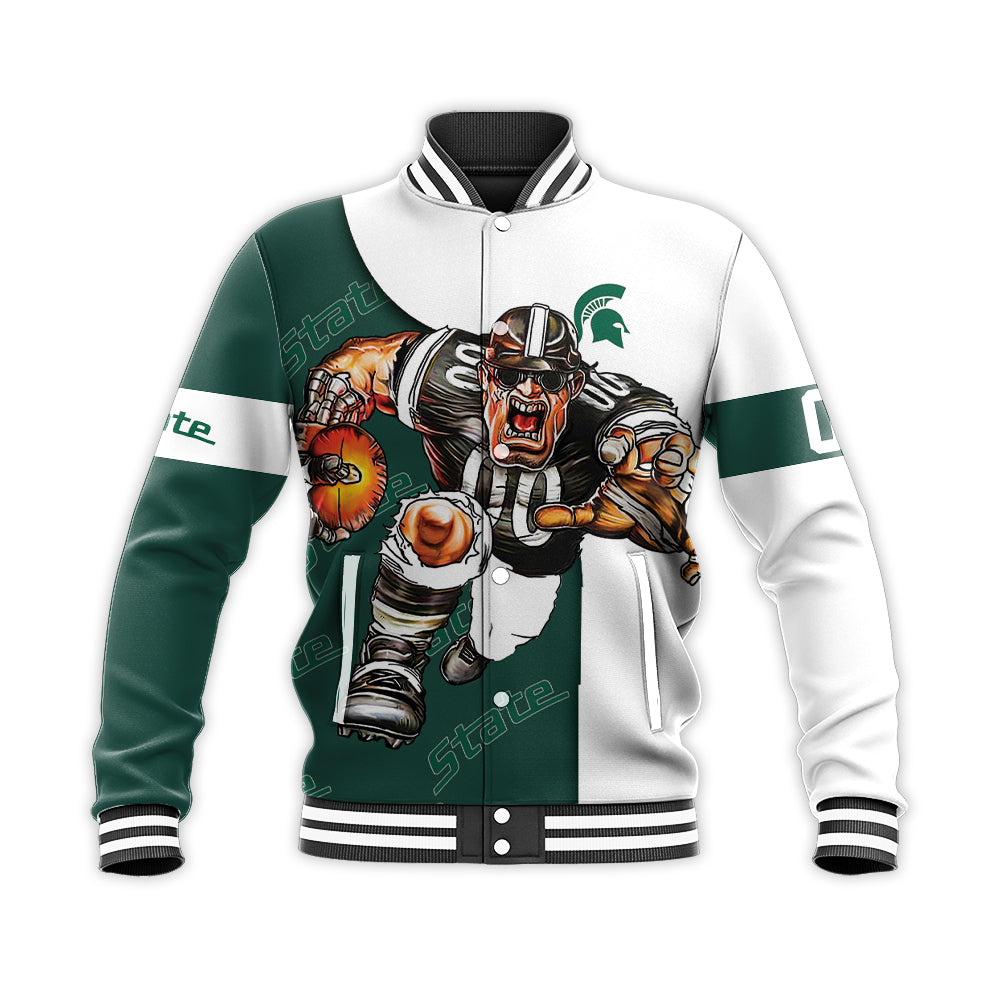 michigan state spartans baseball jacket button up zipper hooded all over print football go on gift for fans ncaa zirtw