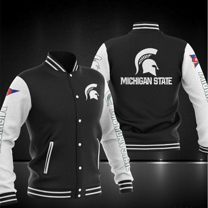 michigan state spartans ncaa baseball varsity jacket baseball jacket all over print q5zgf