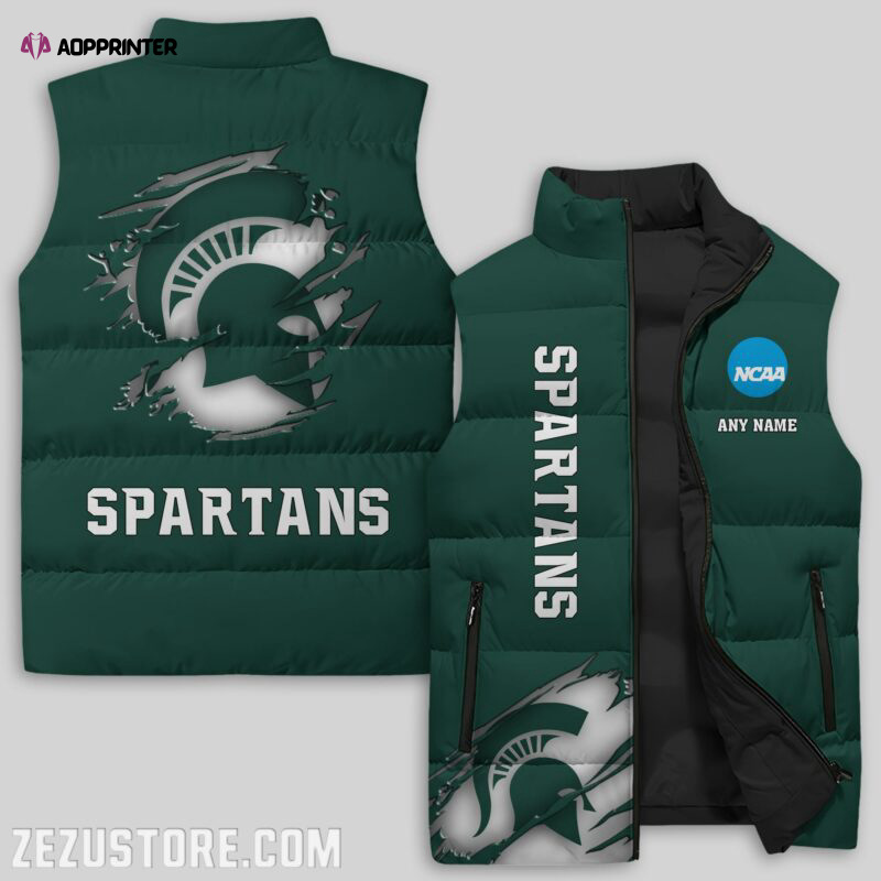 michigan state spartans ncaa sleeveless puffer jacket custom for fans spj1732