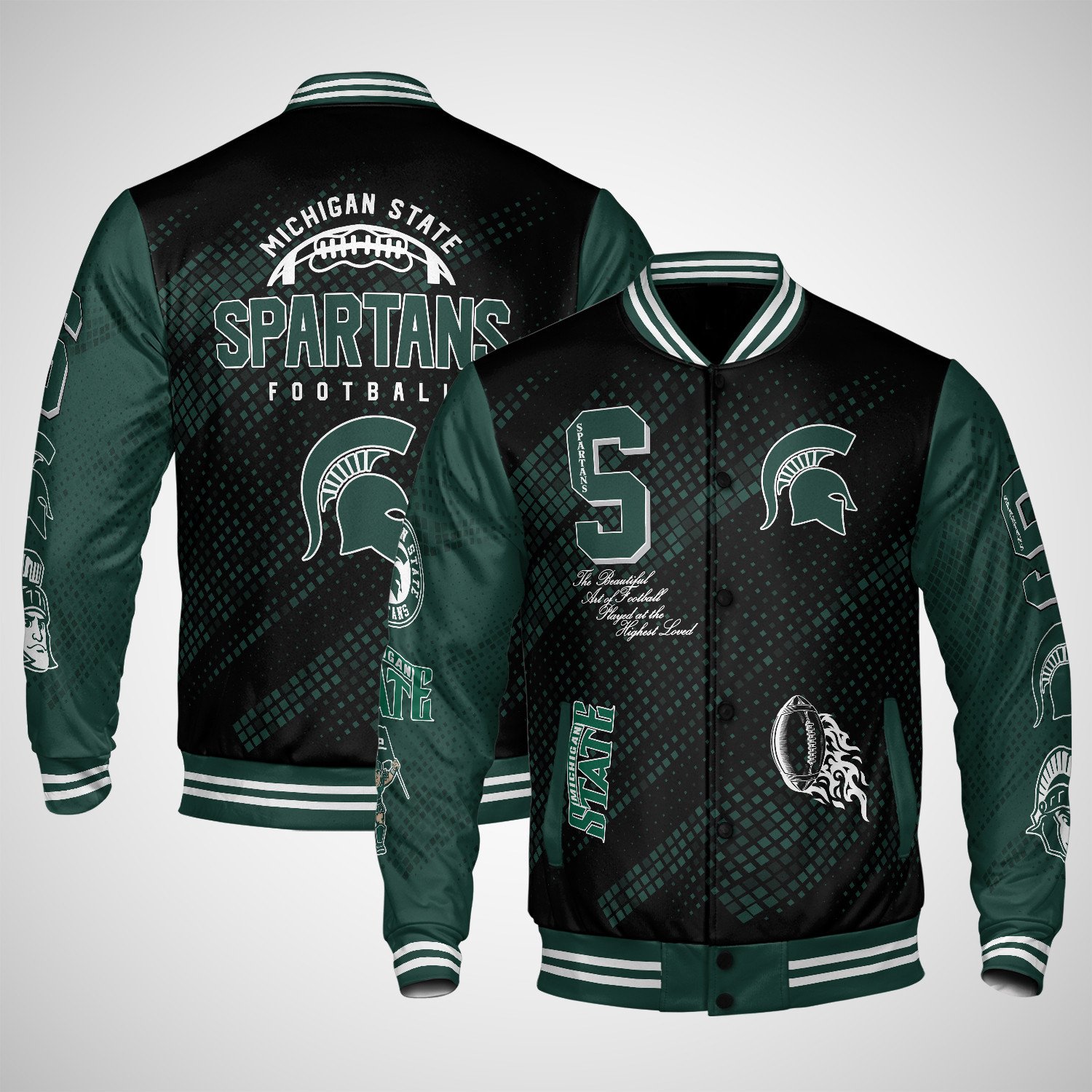 michigan state spartans varsity jacket baseball jacket all over print wf etxq2