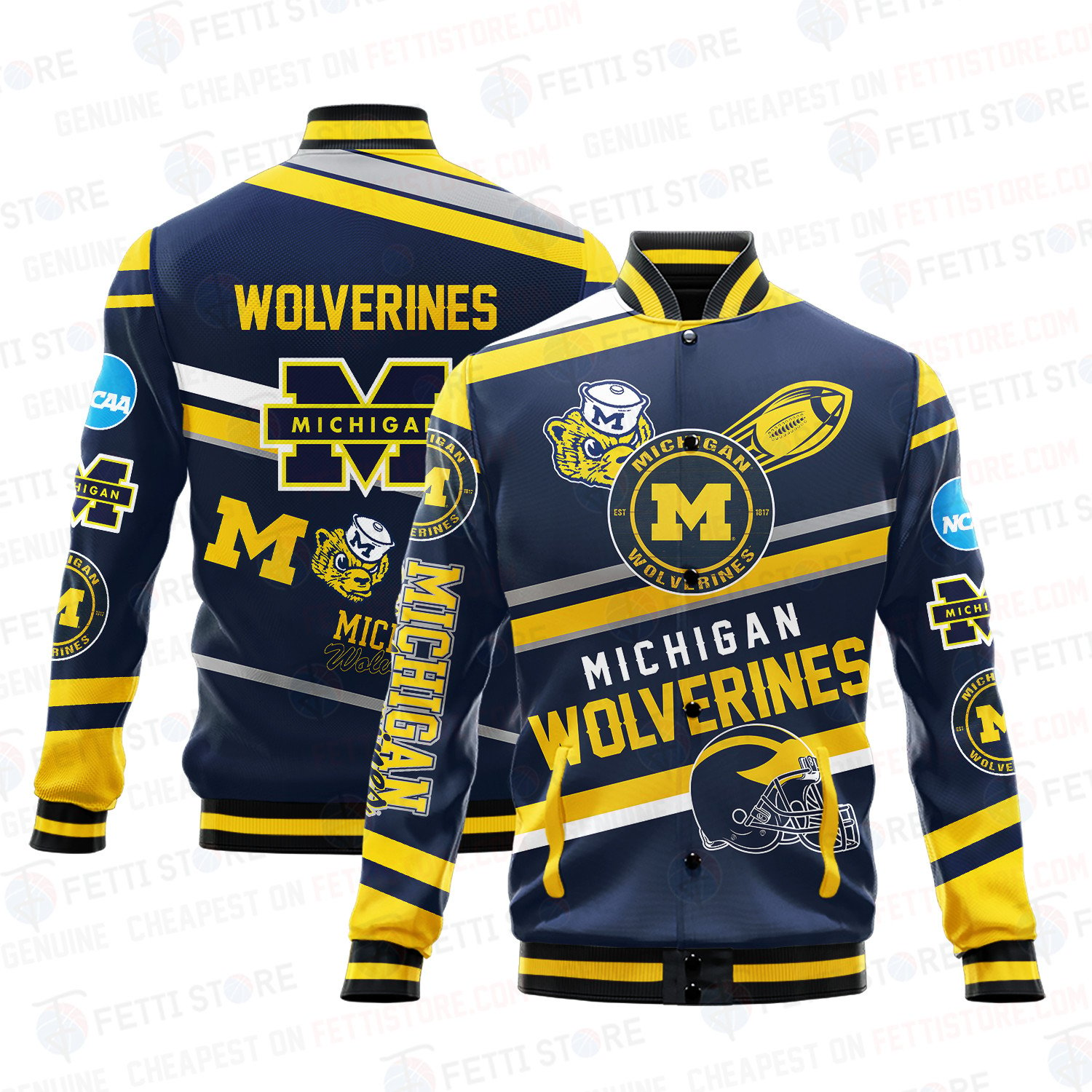 michigan wolverines baseball varsity jacket baseball jacket all over print wf aetdj