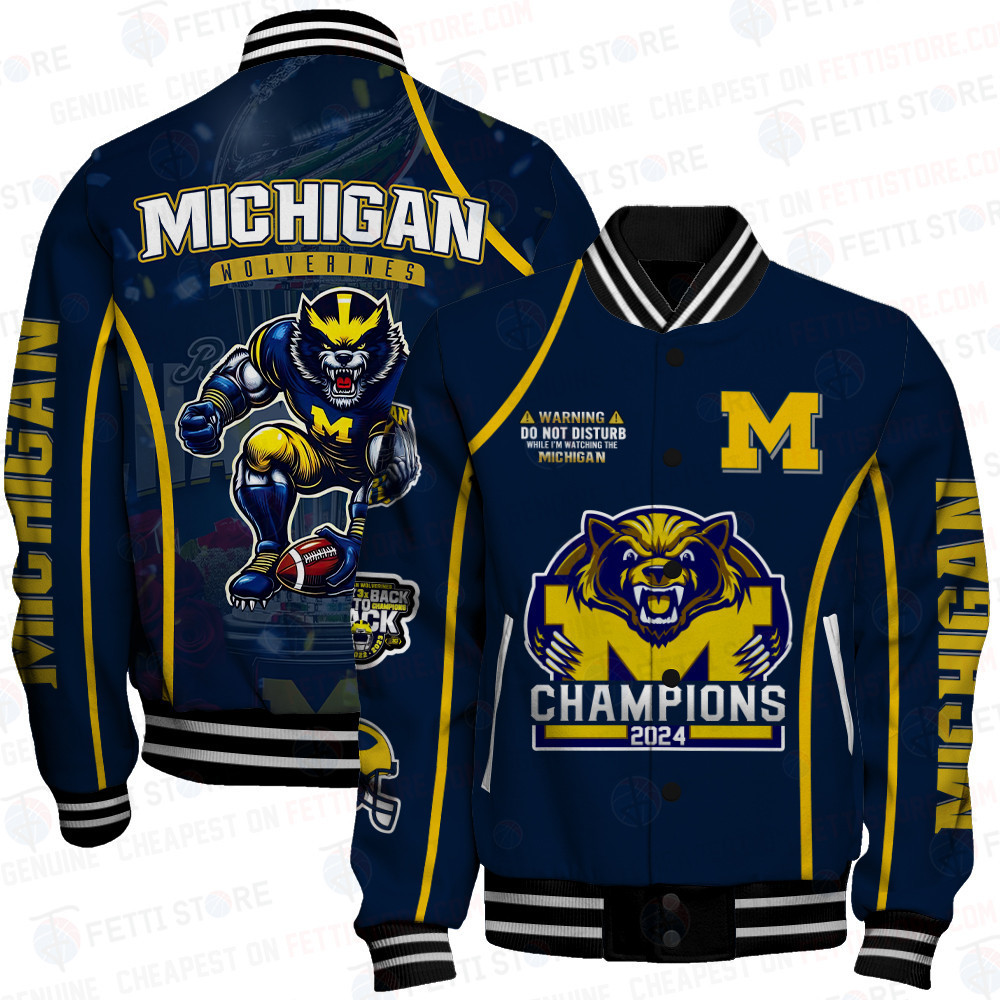 michigan wolverines champions ncaa division football baseball varsity jacket baseball jacket all over print stm v3 xga9c