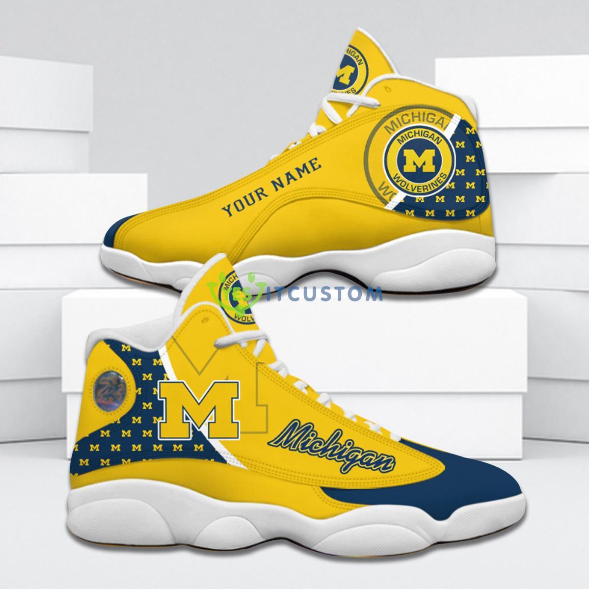 michigan wolverines football team best custom name air jordan 13 shoes for fans