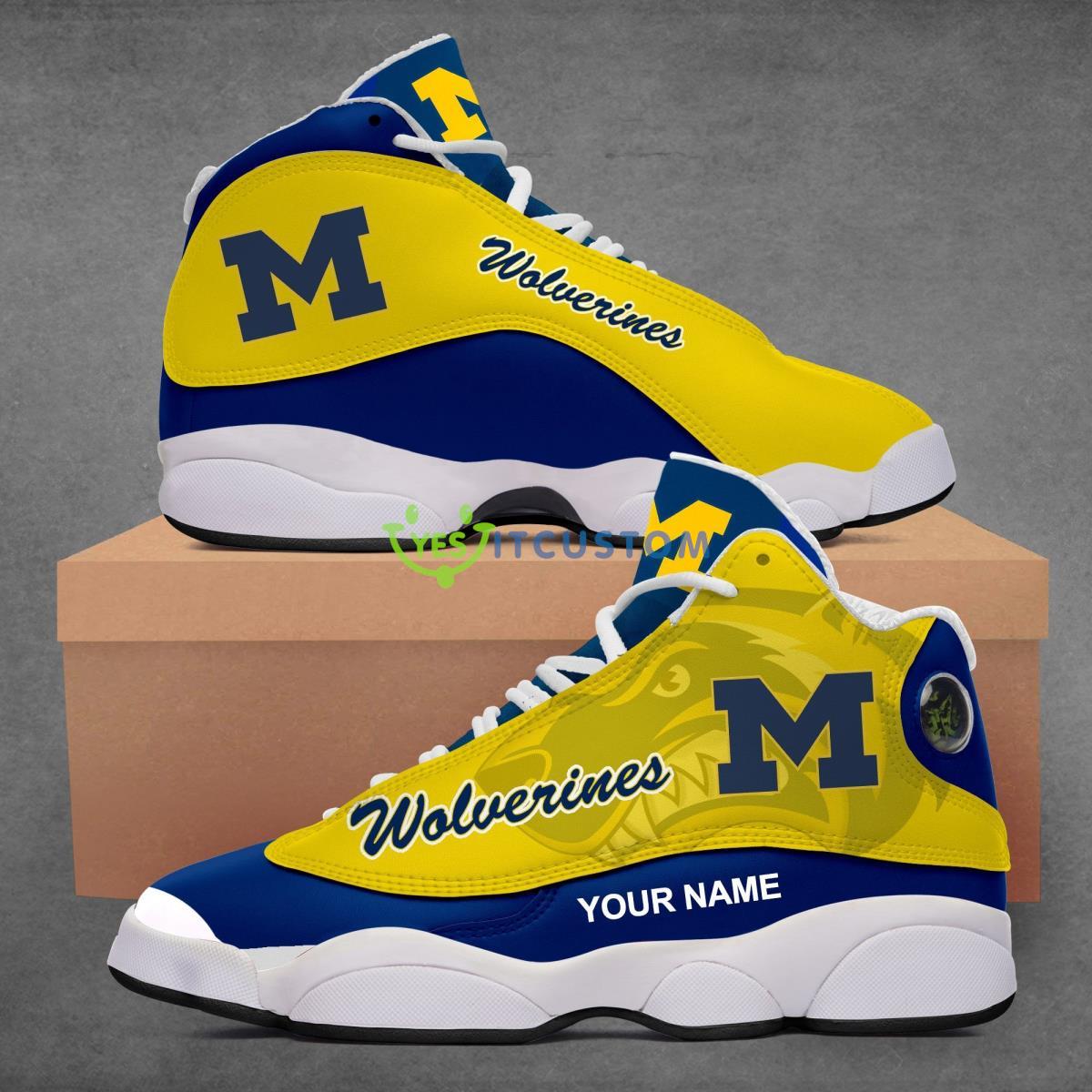 michigan wolverines football team style custom name air jordan 13 shoes