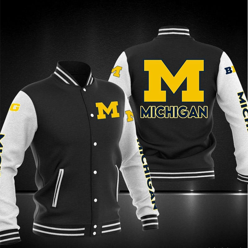 michigan wolverines ncaa baseball varsity jacket baseball jacket all over print oudxn