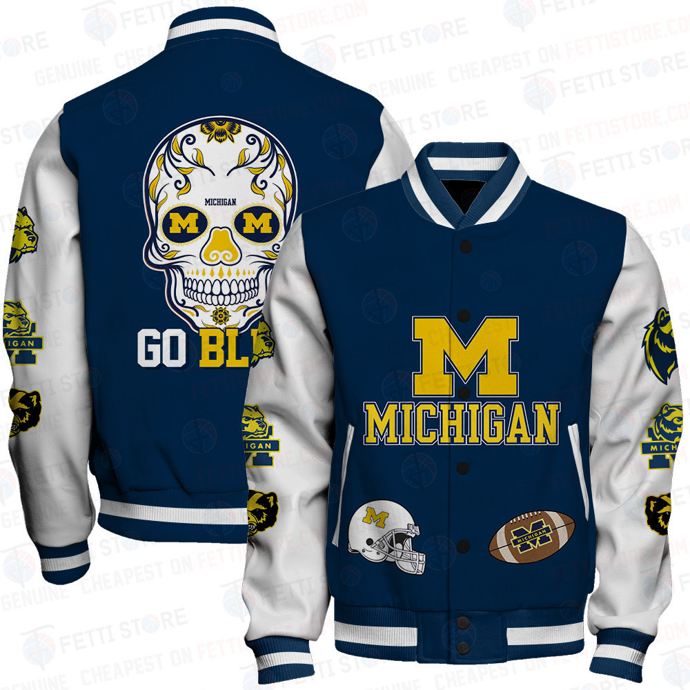 michigan wolverines ncaa football baseball varsity jacket baseball jacket all over print stm nq8h3