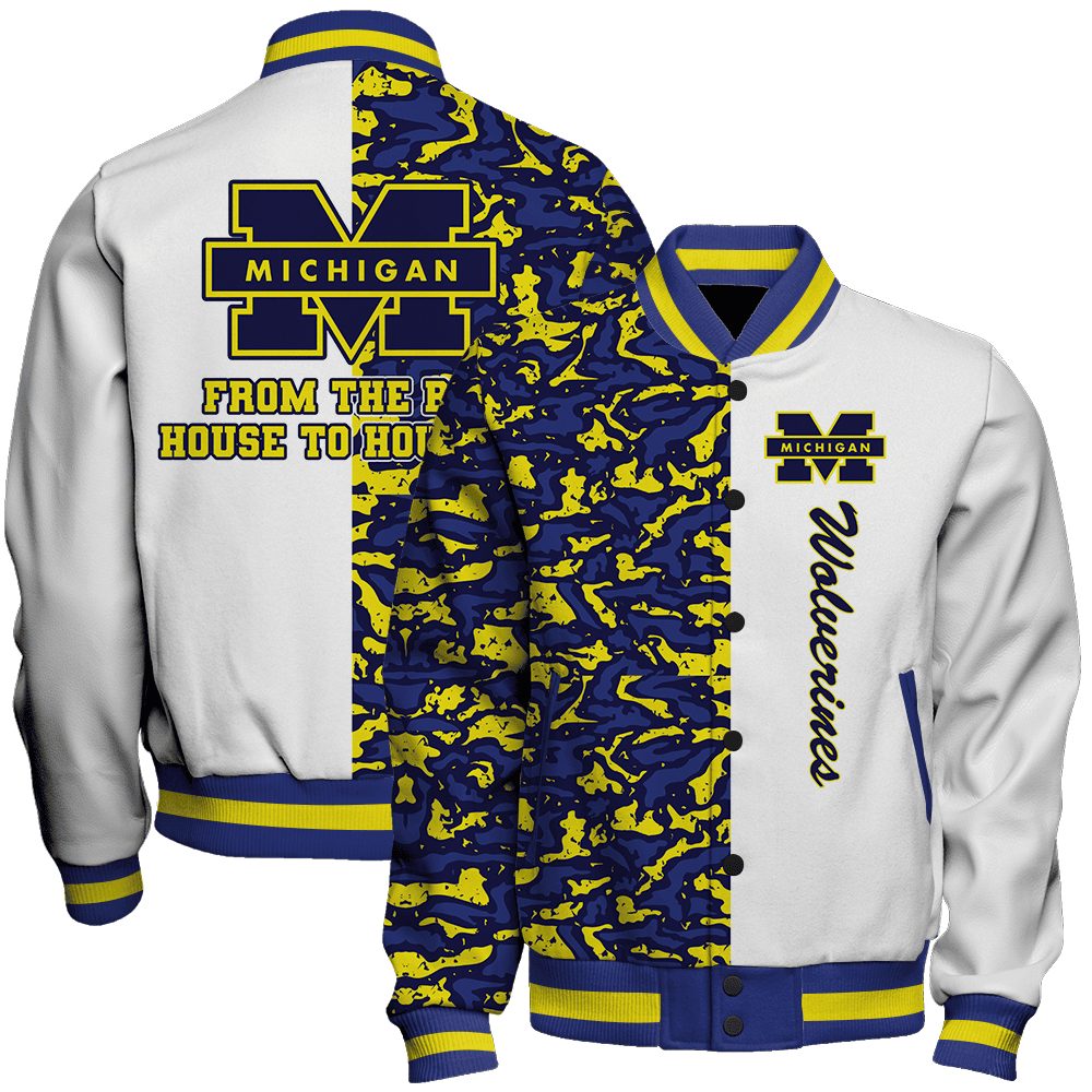 michigan wolverines ncaa from the big house to houston 2023 national champions print baseball varsity jacket baseball jacket all over print nkveg