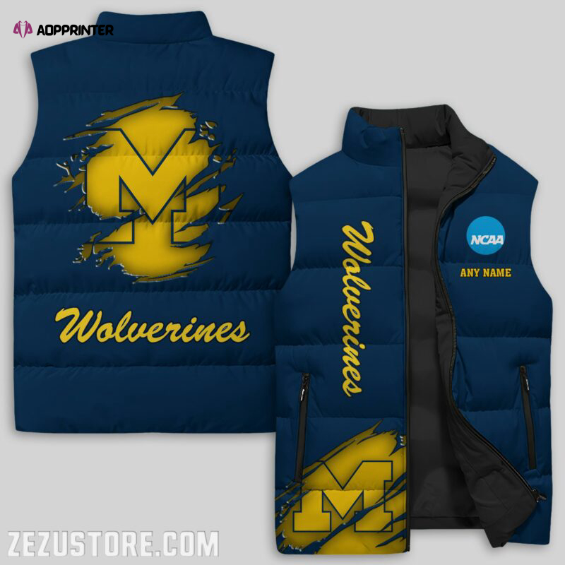 michigan wolverines ncaa sleeveless puffer jacket custom for fans spj1747