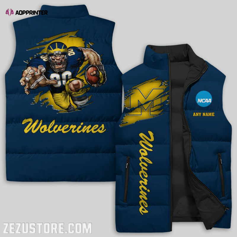 michigan wolverines sleeveless puffer jacket custom for fans spj1867