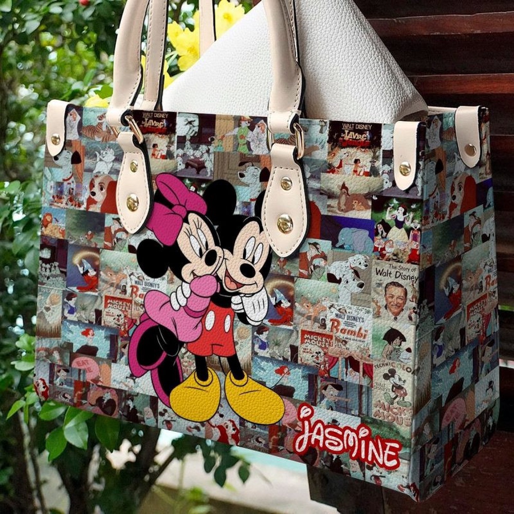 mickey and minne custom name leather handbag s58mr