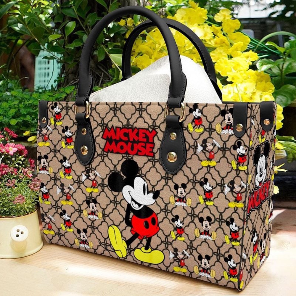 mickey mouse pattern leather handbag for women 83eg7