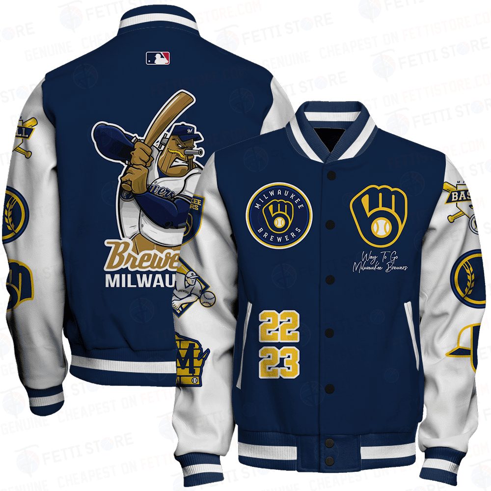 milwaukee brewers mlb 2023 baseball varsity jacket baseball jacket all over print asmme