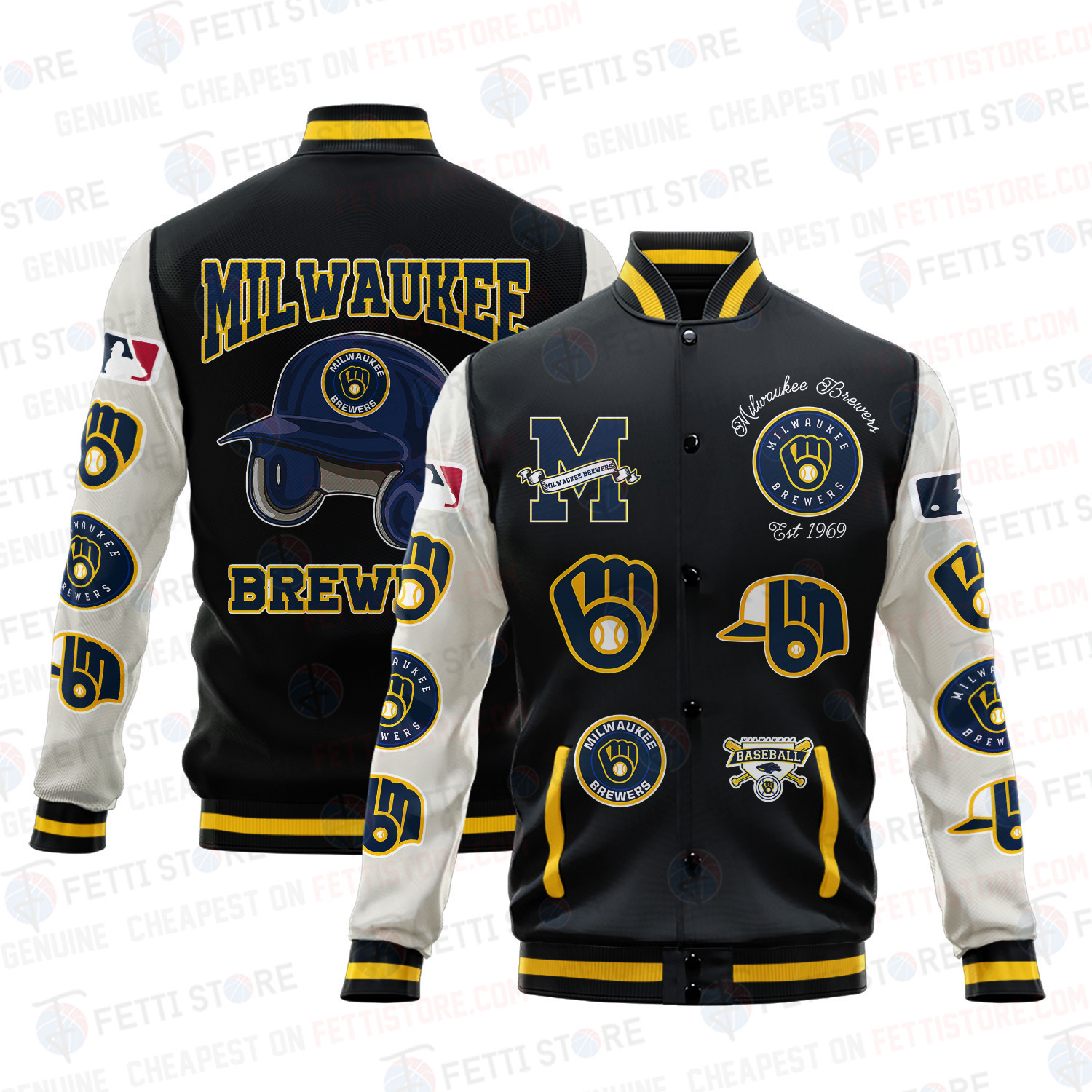 milwaukee brewers mlb baseball varsity jacket baseball jacket all over print v2 1qzyv