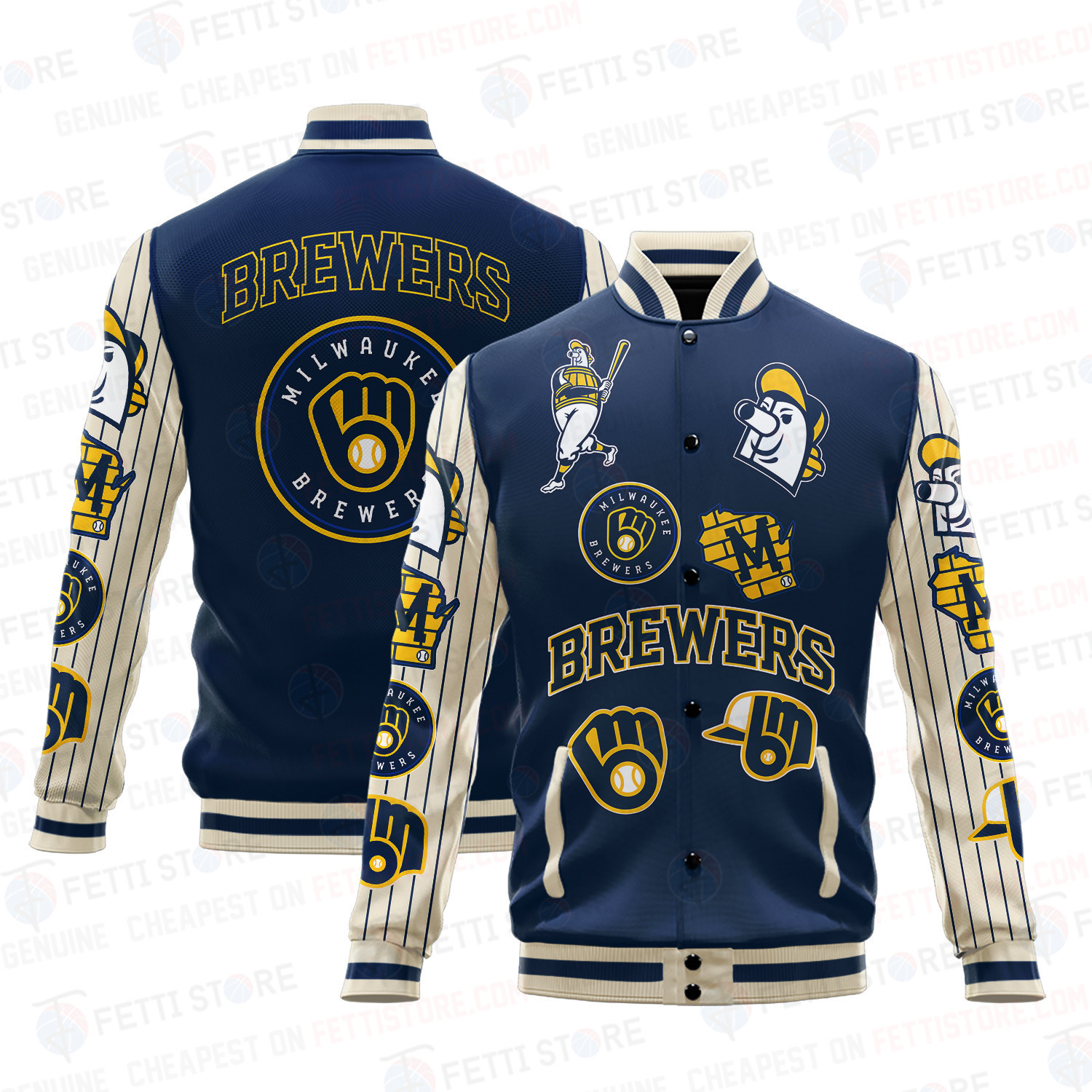 milwaukee brewers mlb baseball varsity jacket baseball jacket all over print v6 ivbvj