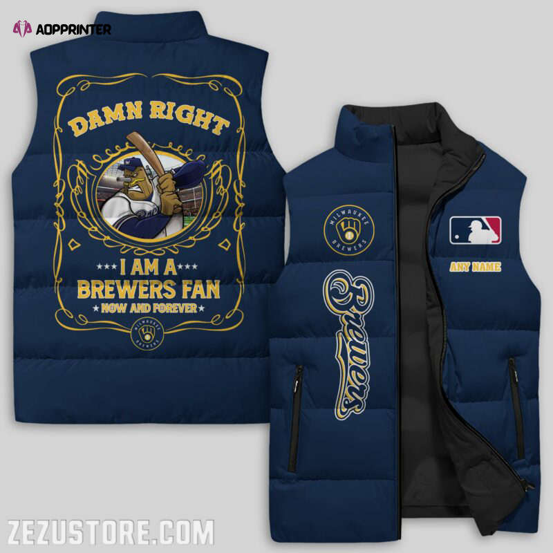 milwaukee brewers mlb sleeveless puffer jacket custom for fans spj1564