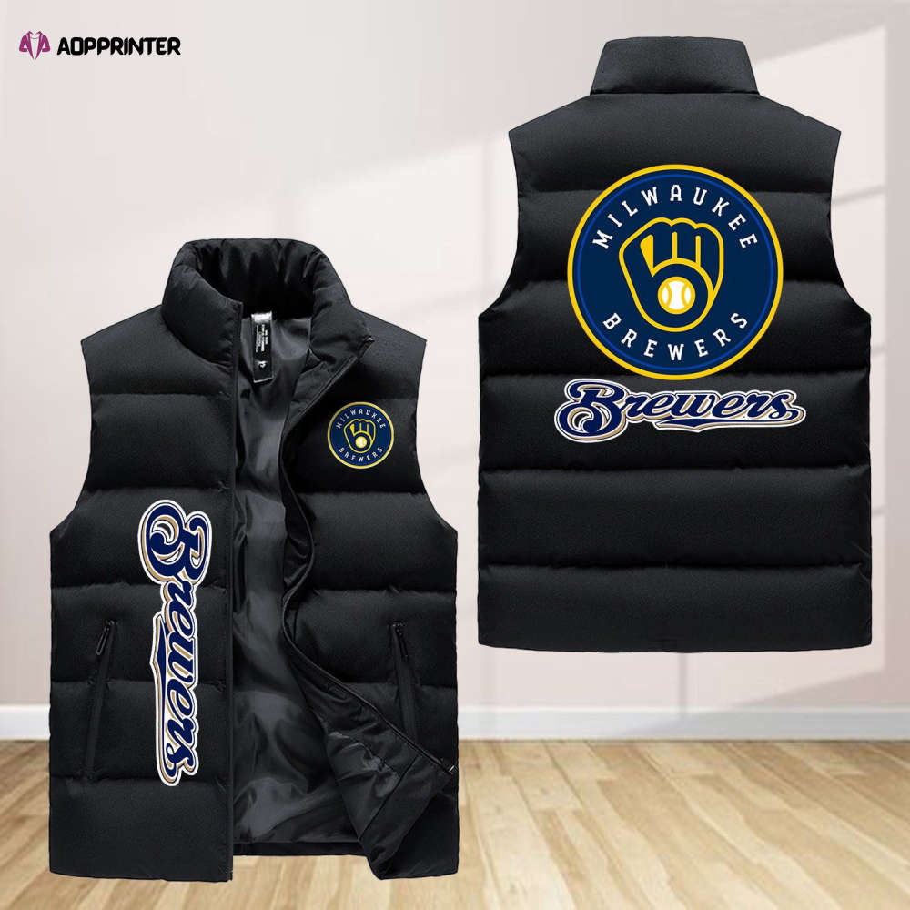 milwaukee brewers sleeveless puffer jacket custom for fans gifts