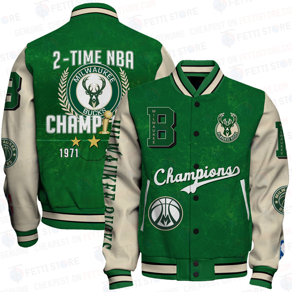 milwaukee bucks 2x champions print baseball varsity jacket baseball jacket all over print sfat v4 wu9cq