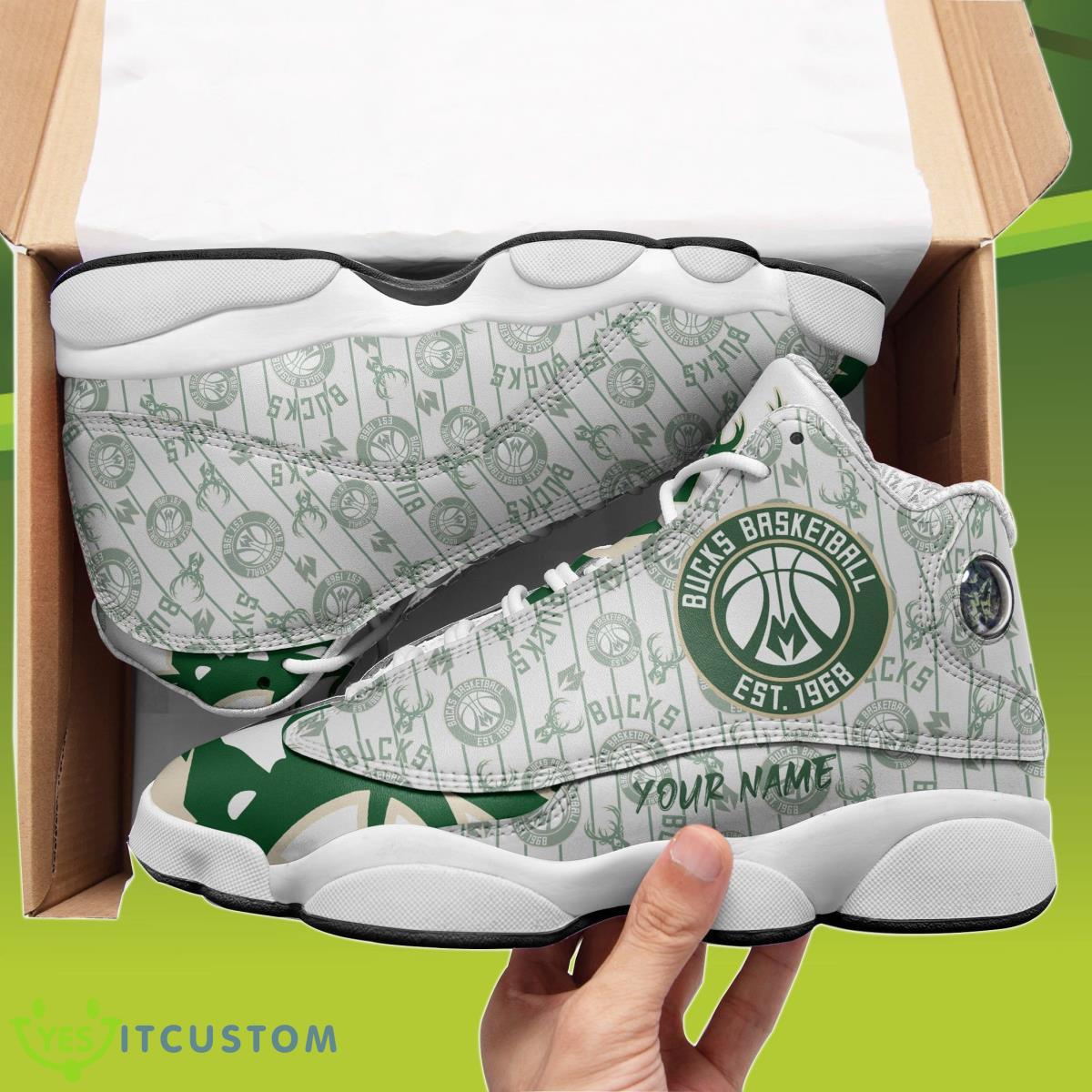 milwaukee bucks jordan 13 sneakers custom name best gift for men and women