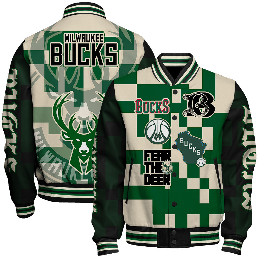 milwaukee bucks nba baseball varsity jacket baseball jacket all over print stm v22 xyvgz