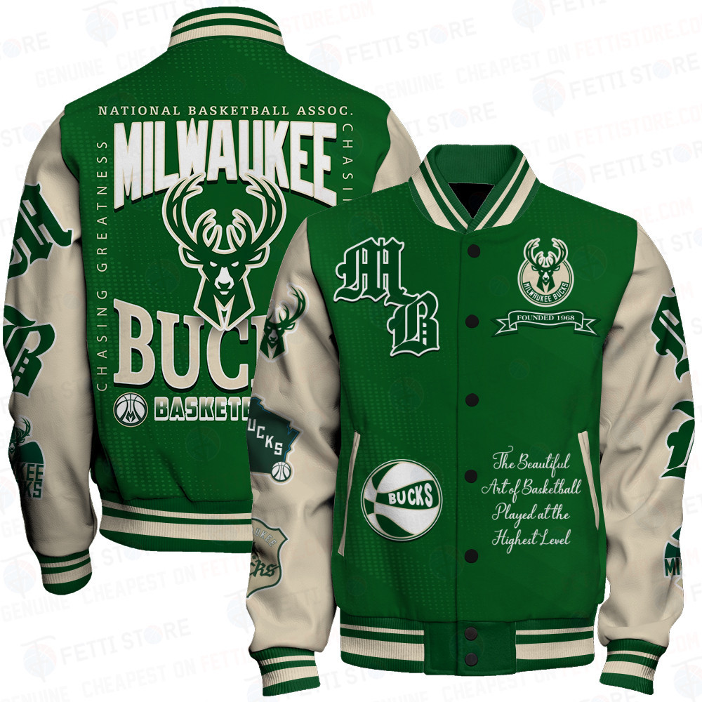 milwaukee bucks nba print baseball varsity jacket baseball jacket all over print sfat v25 ybdd9