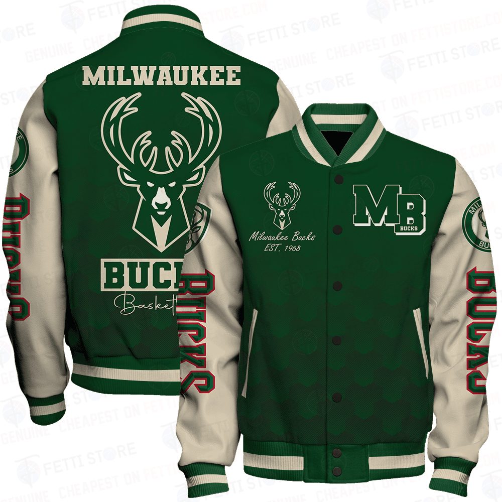 milwaukee bucks team logo basketball baseball varsity jacket baseball jacket all over print sfat v10 q37zt